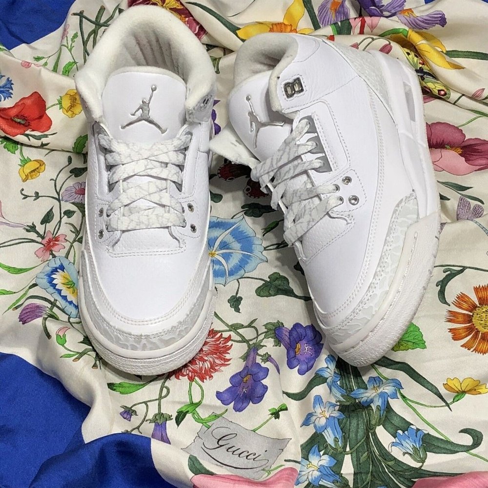 Nike Air Jordan 3 III 25th Anniversary Silver White 398614-102 Size 4.5 WMNS 6